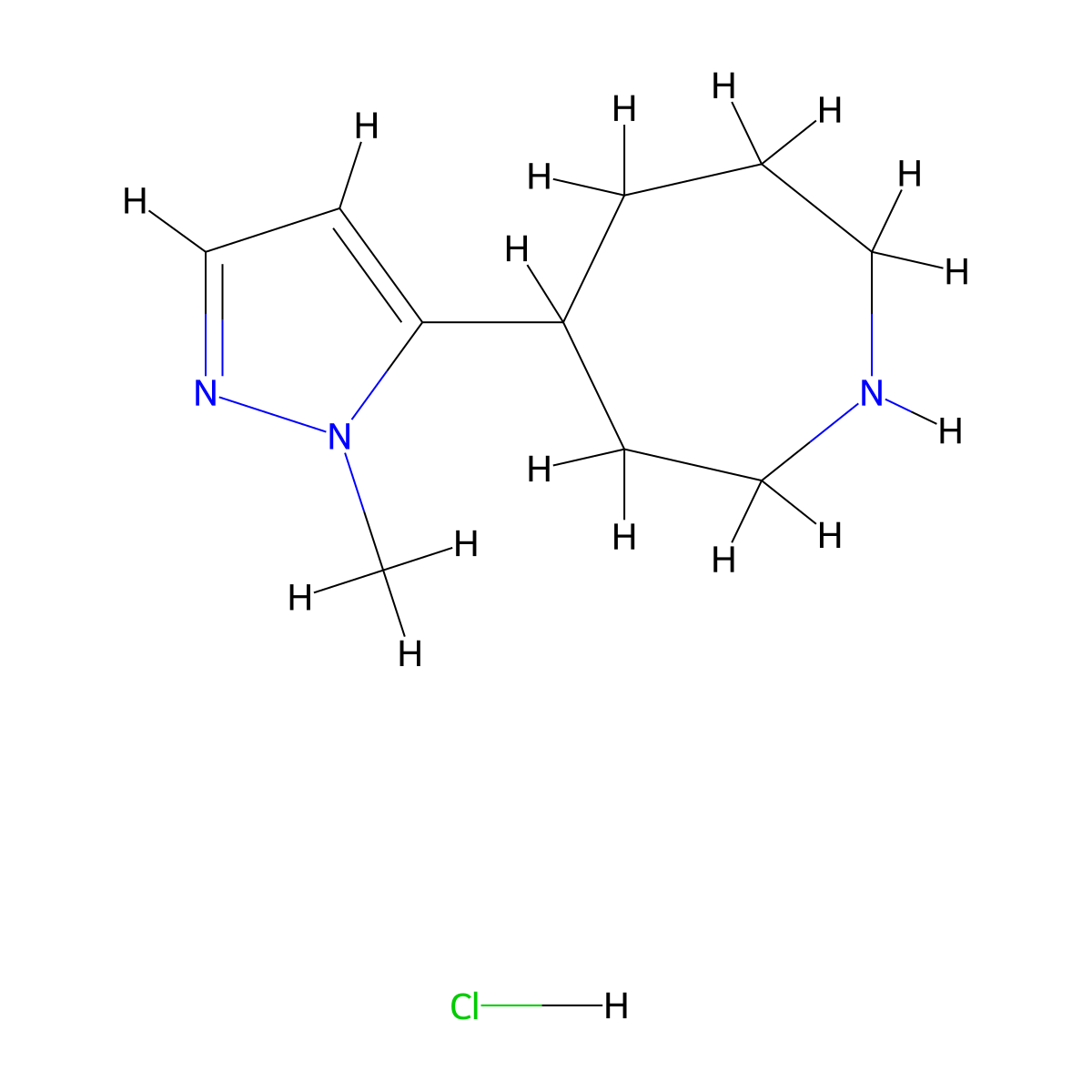 4-(1-methyl-1H-pyrazol-5-yl)azepane hydrochloride molecular structure, CAS 2703775-16-8