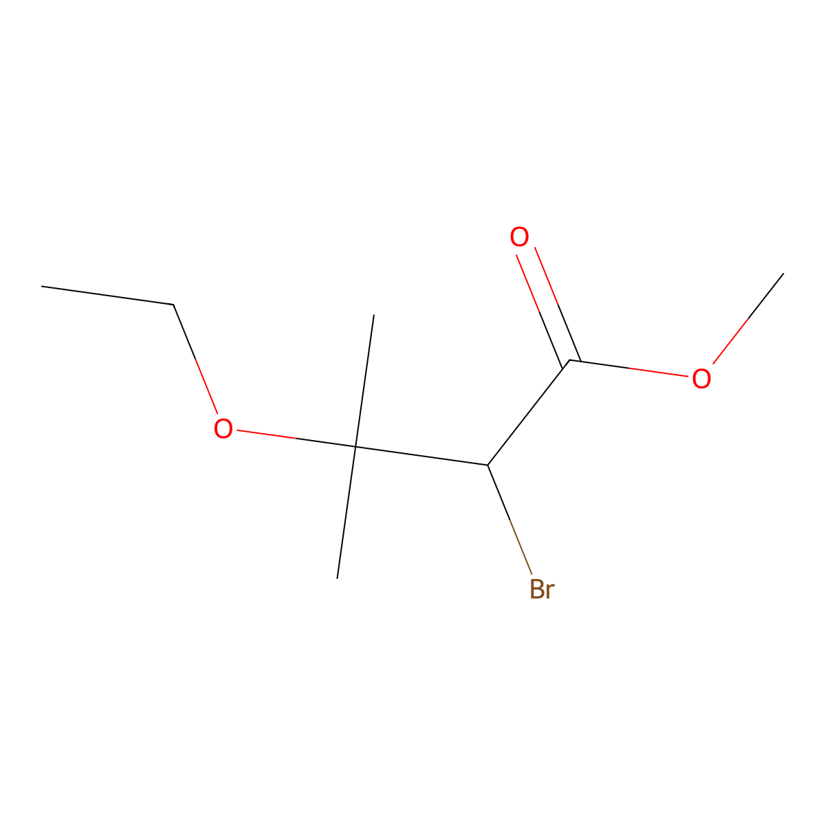 Methyl 2-bromo-3-ethoxy-3-methylbutanoate molecular structure, CAS 2703775-18-0