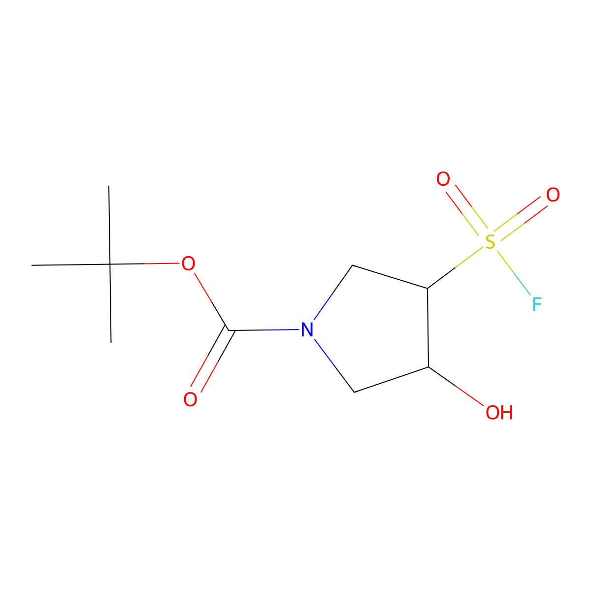 Tert-butyl 3-(fluorosulfonyl)-4-hydroxypyrrolidine-1-carboxylate molecular structure, CAS 2703775-21-5