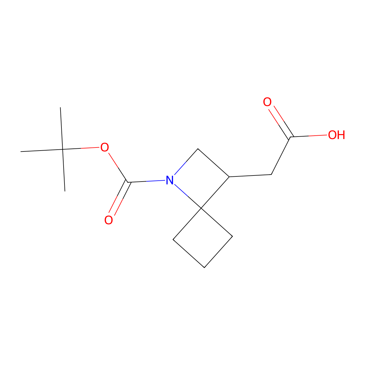 2-{1-[(Tert-butoxy)carbonyl]-1-azaspiro[3.3]heptan-3-yl}acetic acid molecular structure, CAS 2703775-22-6