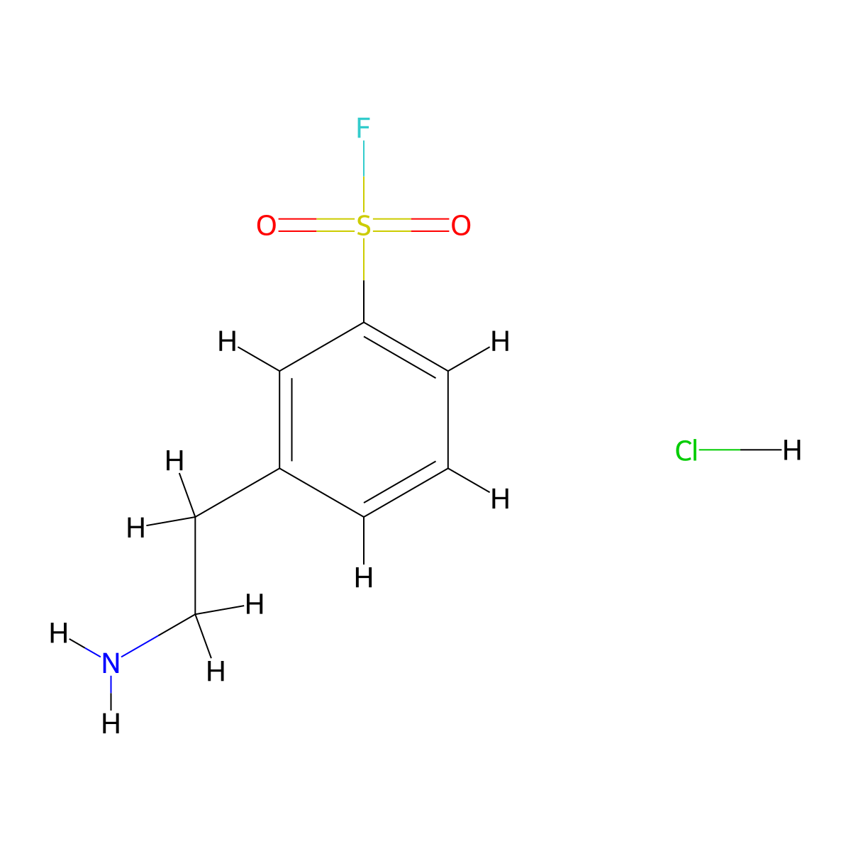 3-(2-Aminoethyl)benzene-1-sulfonyl fluoride hydrochloride molecular structure, CAS 2703778-60-1