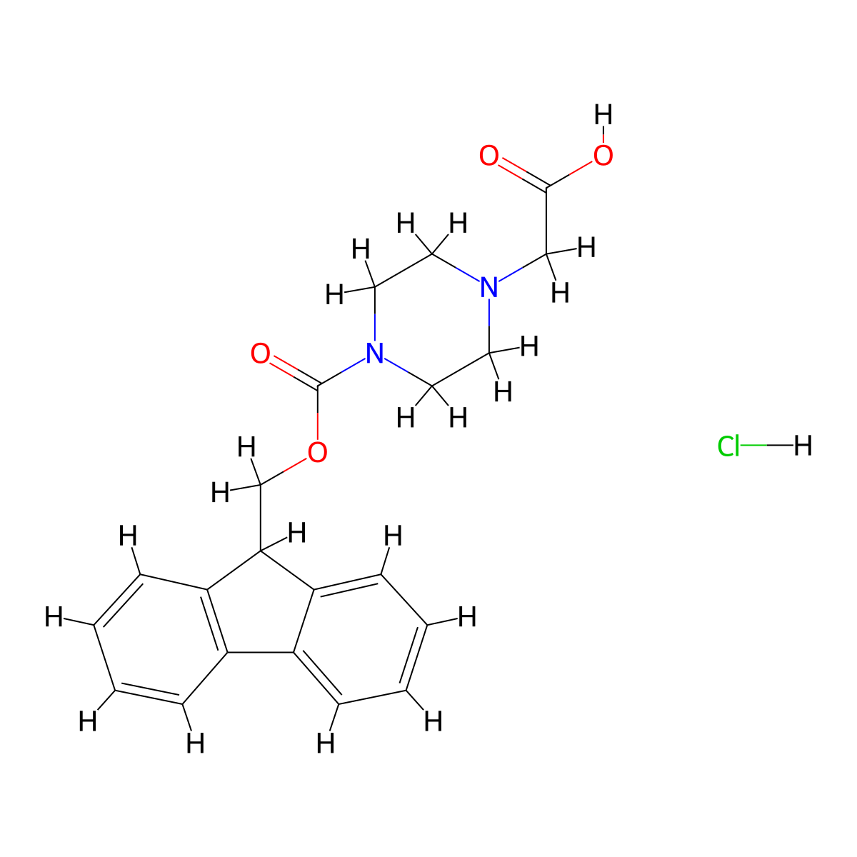 2-(4-{[(9H-fluoren-9-yl)methoxy]carbonyl}piperazin-1-yl)acetic acid hydrochloride molecular structure, CAS 2703778-65-6