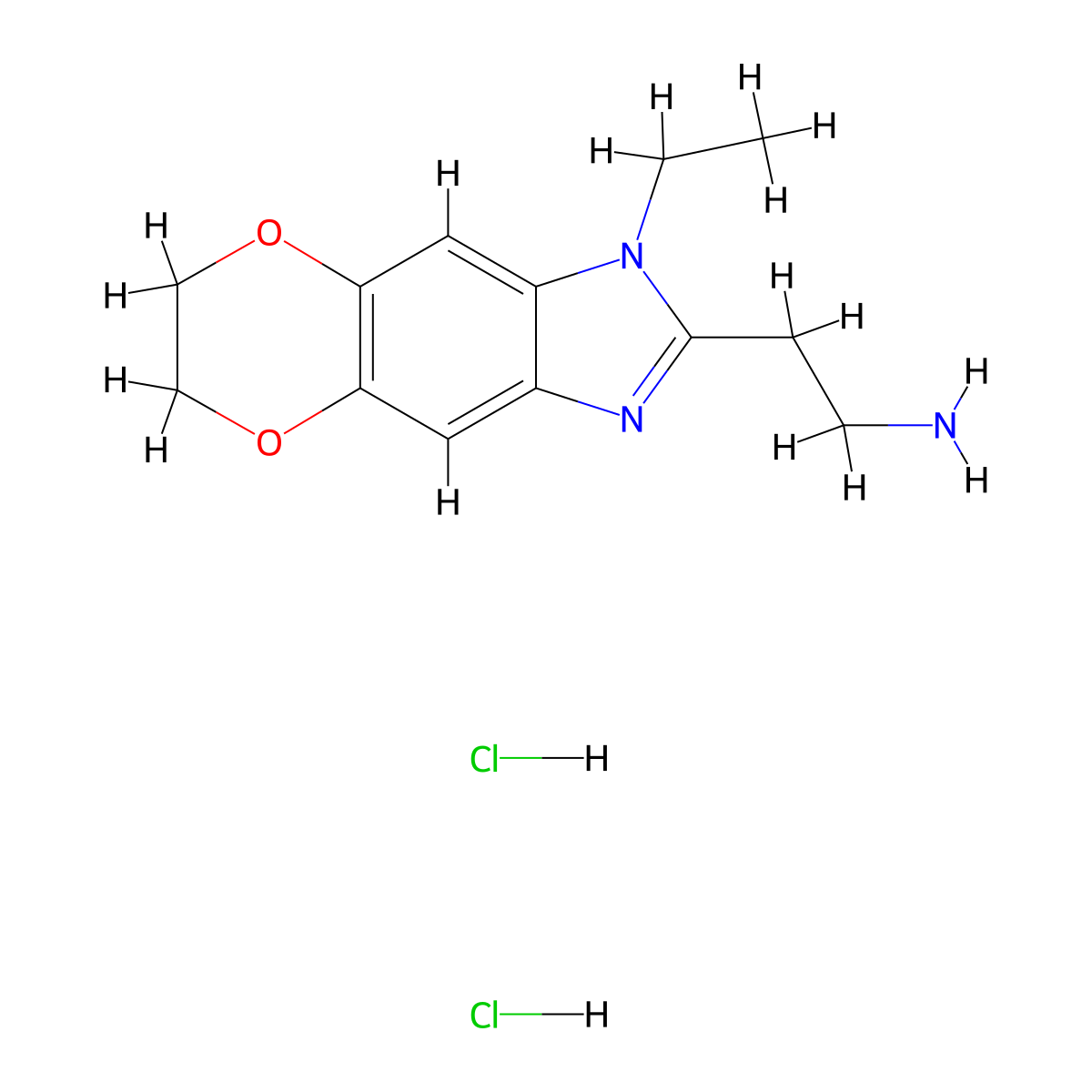 2-{6-Ethyl-10,13-dioxa-4,6-diazatricyclo[7.4.0.0,3,7]trideca-1(9),2,4,7-tetraen-5-yl}ethan-1-amine dihydrochloride molecular structure, CAS 2703778-67-8