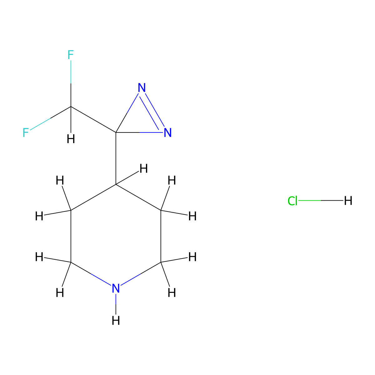 4-[3-(difluoromethyl)-3H-diazirin-3-yl]piperidine hydrochloride molecular structure, CAS 2703778-73-6