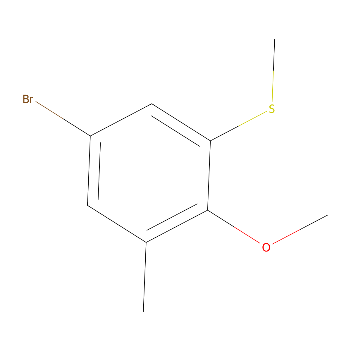 5-Bromo-2-methoxy-1-methyl-3-(methylsulfanyl)benzene molecular structure, CAS 2703778-76-9