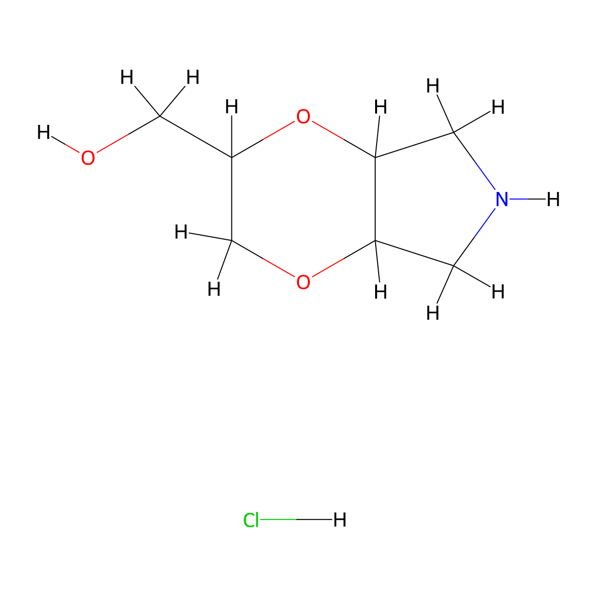 (hexahydro-2H-(1,4)dioxino(2,3-c)pyrrol-2-yl)methanol hydrochloride molecular structure, CAS 2703778-78-1