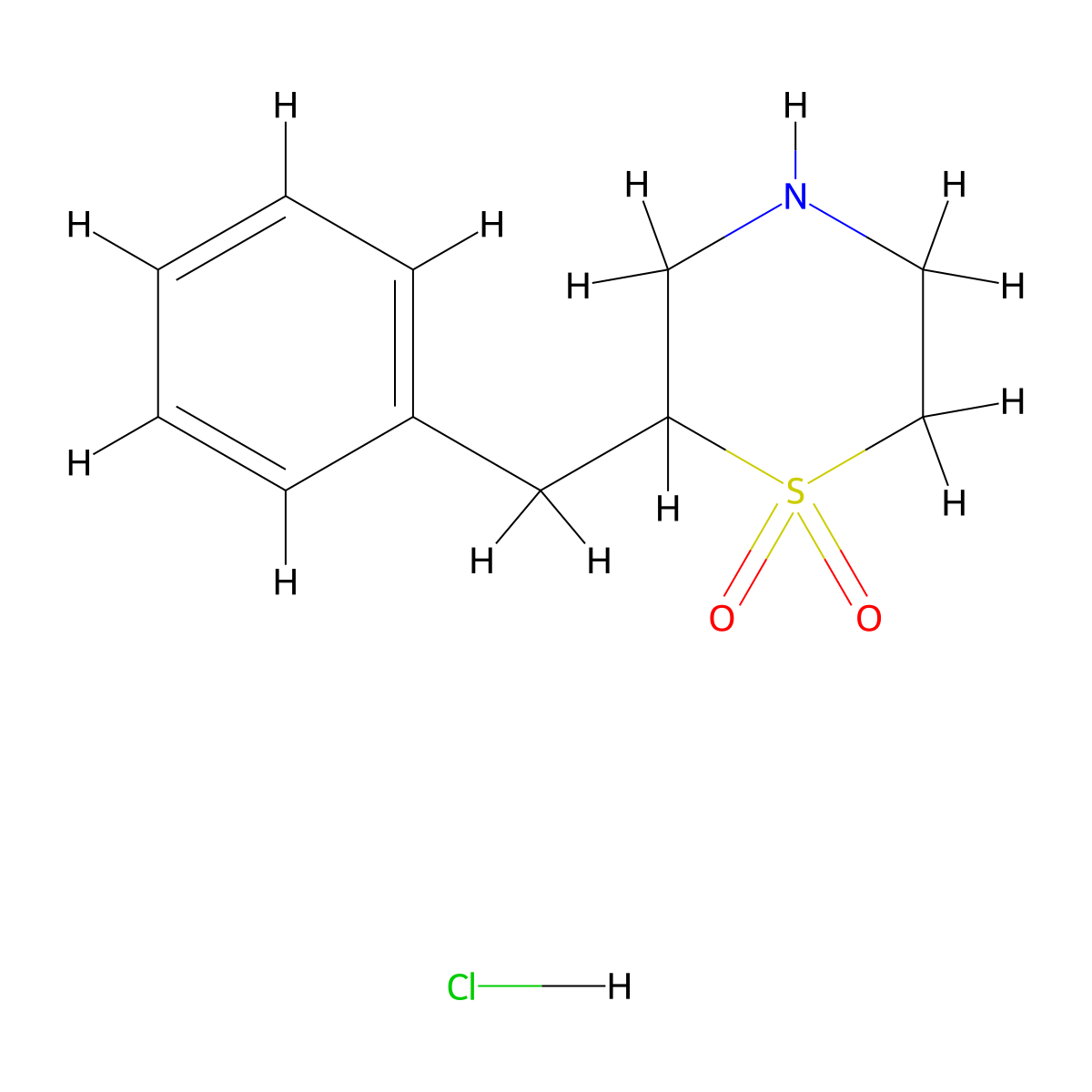 2-Benzyl-1lambda6-thiomorpholine-1,1-dione hydrochloride molecular structure, CAS 2703778-81-6