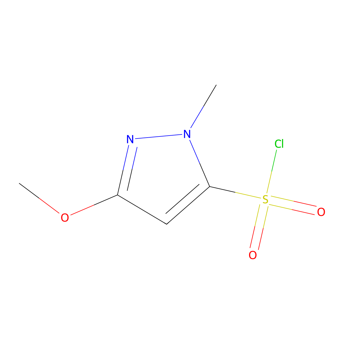 3-methoxy-1-methyl-1H-pyrazole-5-sulfonyl chloride molecular structure, CAS 2703778-82-7