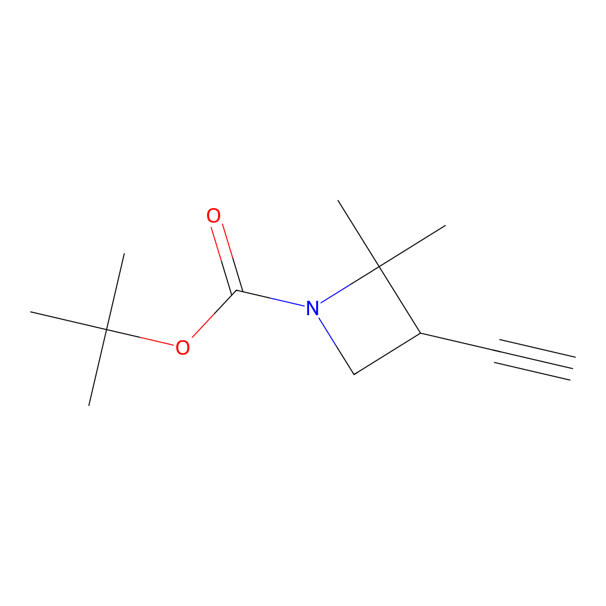 Tert-butyl 3-ethynyl-2,2-dimethylazetidine-1-carboxylate molecular structure, CAS 2703778-83-8