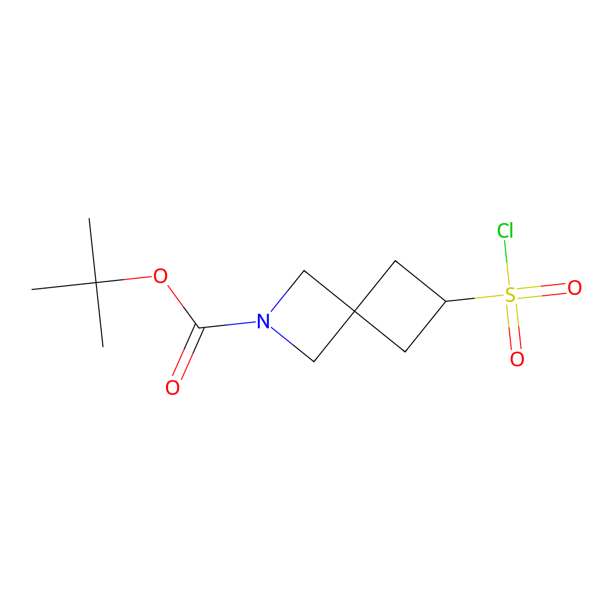 Tert-butyl 6-(chlorosulfonyl)-2-azaspiro[3.3]heptane-2-carboxylate molecular structure, CAS 2703778-91-8