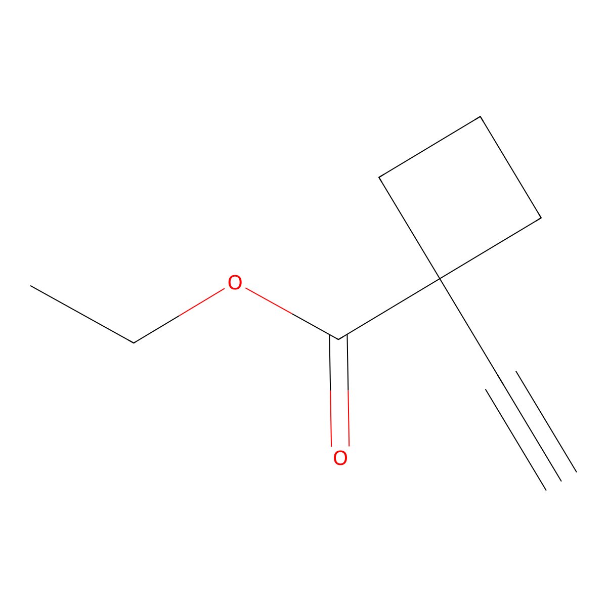 Ethyl 1-ethynylcyclobutane-1-carboxylate molecular structure, CAS 2703778-93-0