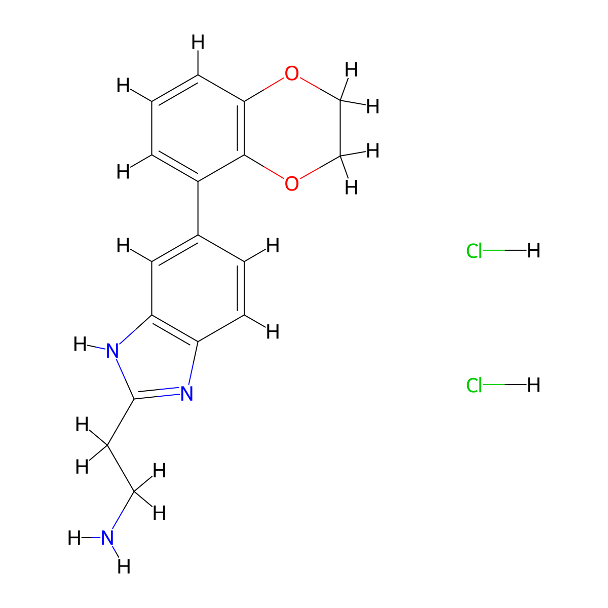 2-[5-(2,3-dihydro-1,4-benzodioxin-5-yl)-1H-1,3-benzodiazol-2-yl]ethan-1-amine dihydrochloride molecular structure, CAS 2703778-97-4