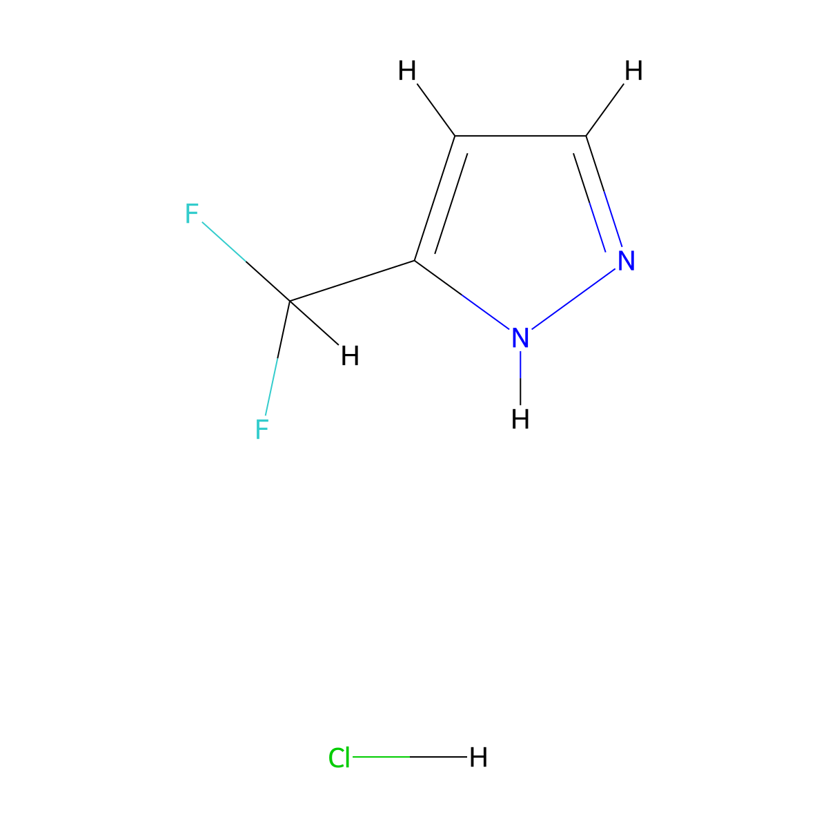 3-(difluoromethyl)-1H-pyrazole hydrochloride molecular structure, CAS 2703779-03-5