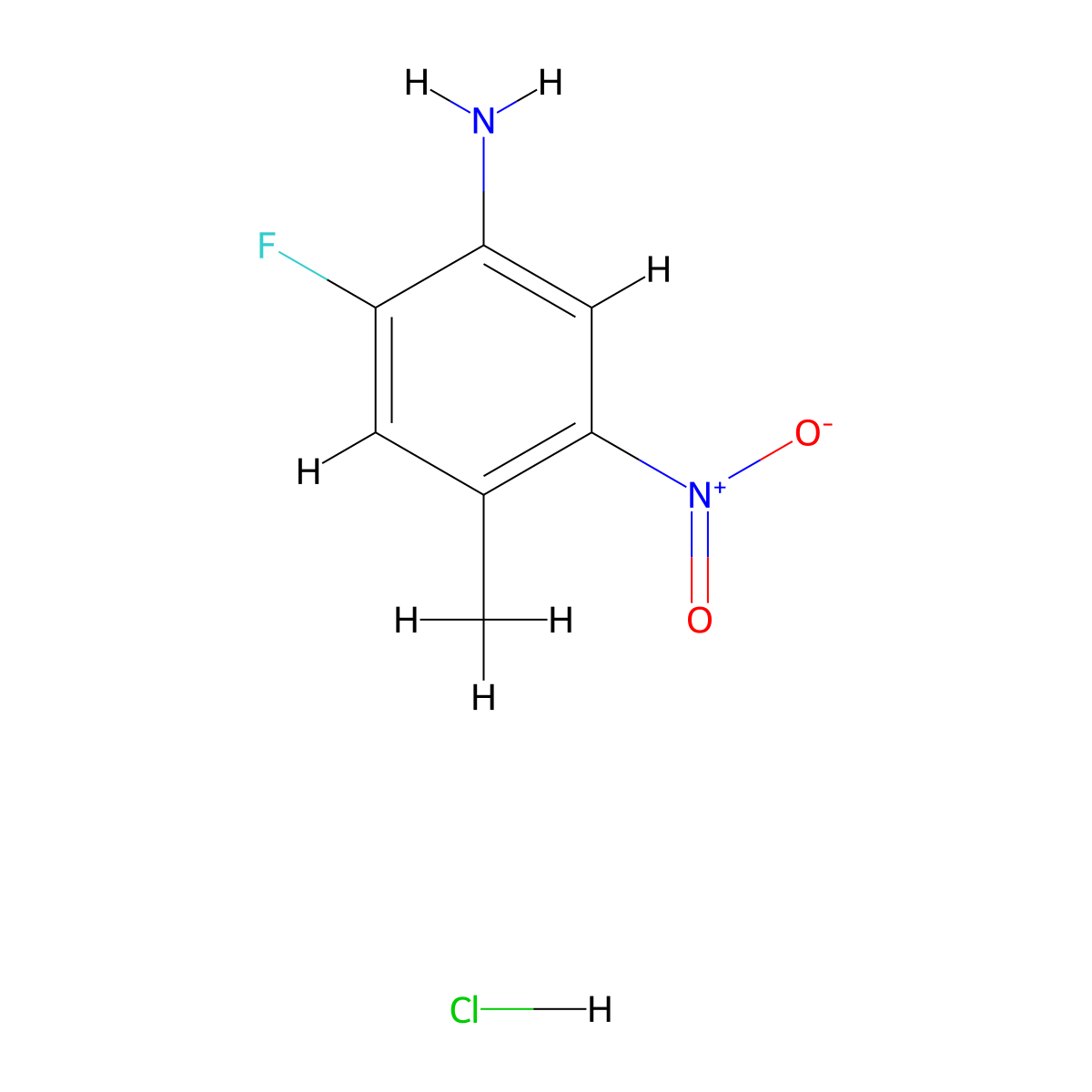 2-Fluoro-4-methyl-5-nitroaniline hydrochloride molecular structure, CAS 2703779-06-8