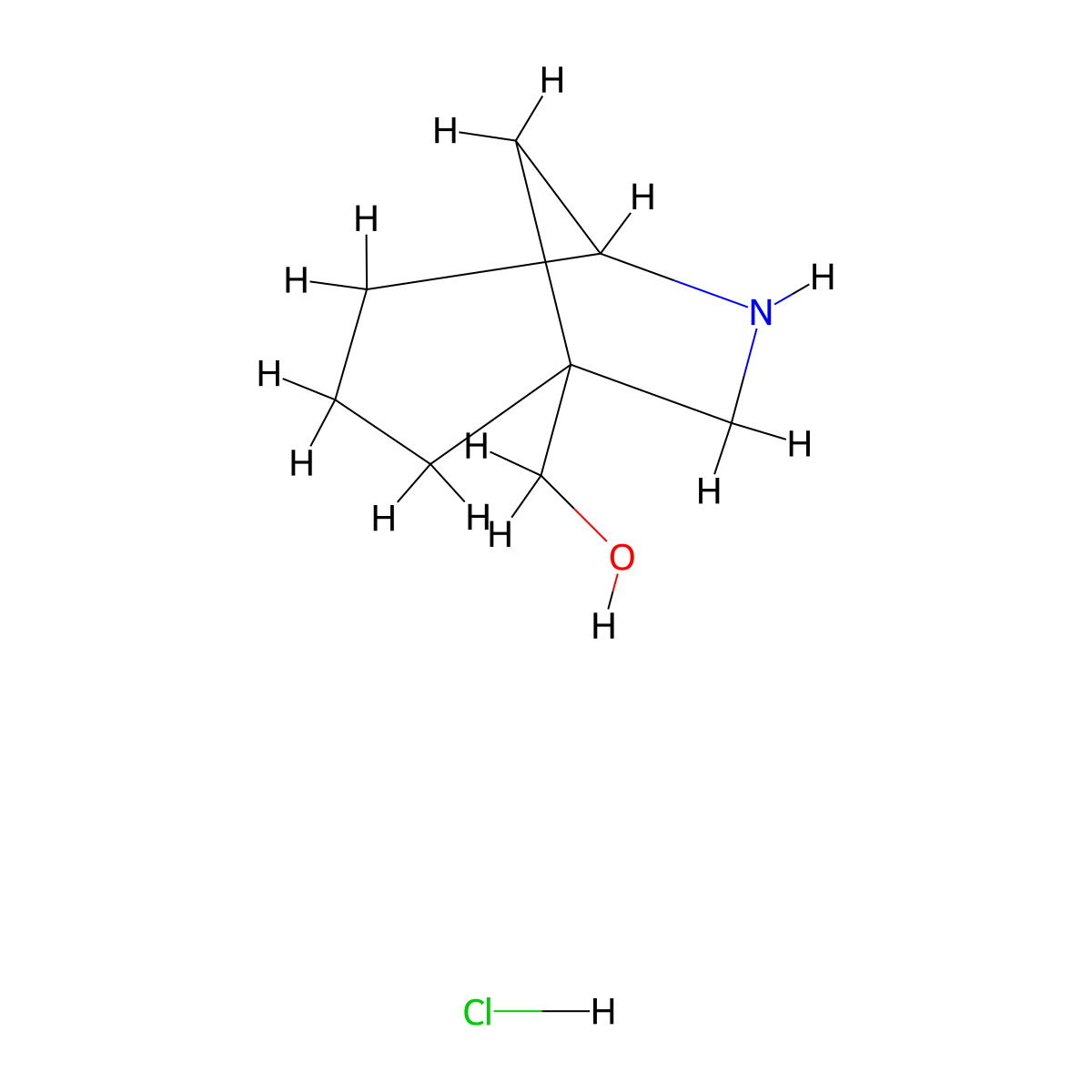 (6-Azabicyclo(3.2.1)octan-1-yl)methanol hydrochloride molecular structure, CAS 2703779-08-0