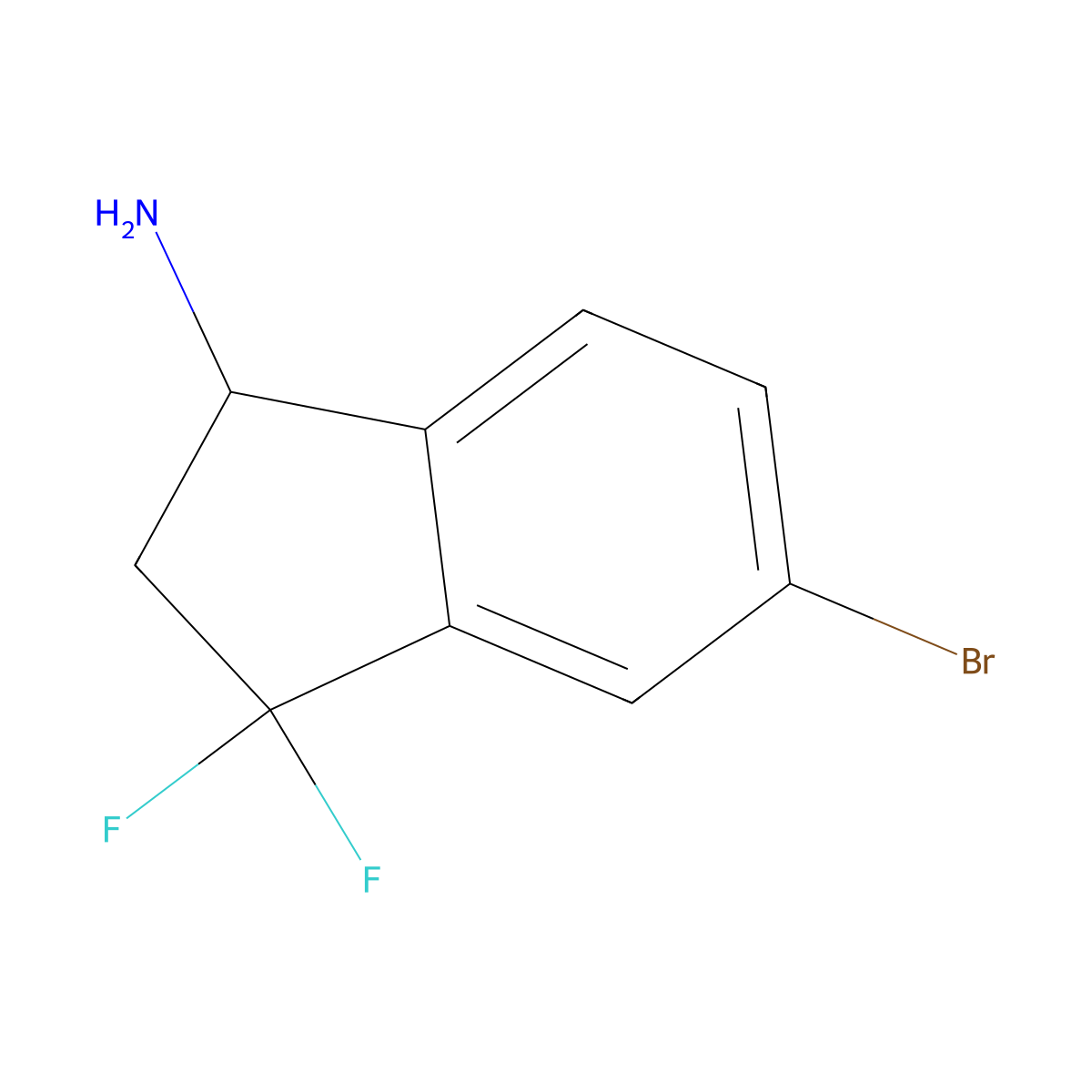 5-Bromo-3,3-difluoro-2,3-dihydro-1H-inden-1-amine molecular structure, CAS 2703779-10-4