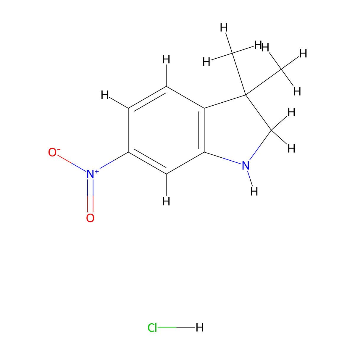3,3-dimethyl-6-nitro-2,3-dihydro-1H-indole hydrochloride molecular structure, CAS 2703779-17-1