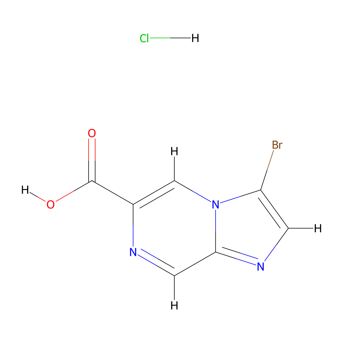 3-Bromoimidazo[1,2-a]pyrazine-6-carboxylic acid hydrochloride molecular structure, CAS 2703779-21-7