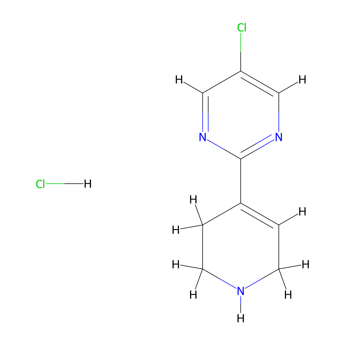 5-Chloro-2-(1,2,3,6-tetrahydropyridin-4-yl)pyrimidine hydrochloride molecular structure, CAS 2703779-32-0