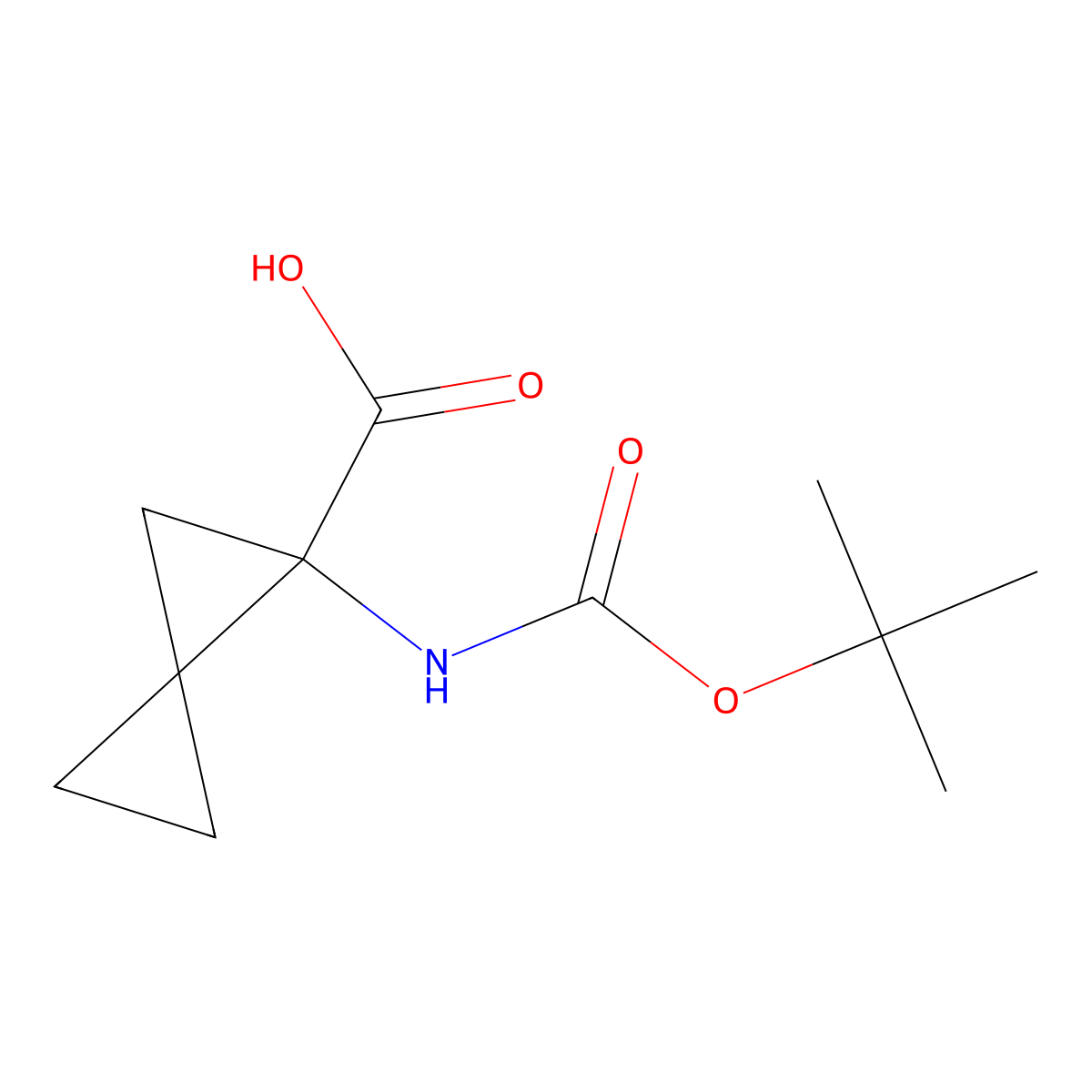 1-{[(Tert-butoxy)carbonyl]amino}spiro[2.2]pentane-1-carboxylic acid molecular structure, CAS 2703779-36-4