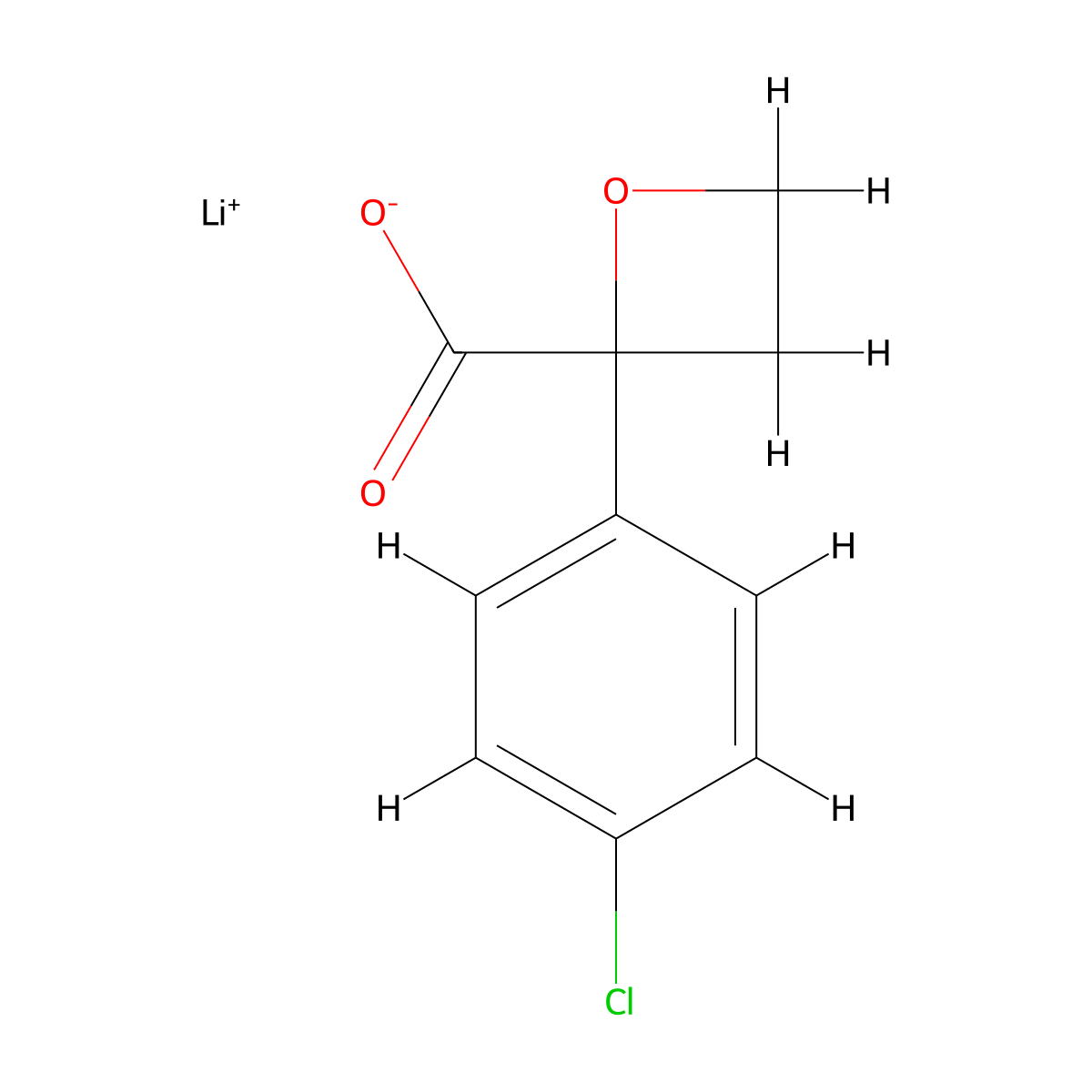 Lithium(1+) ion 2-(4-chlorophenyl)oxetane-2-carboxylate molecular structure, CAS 2703779-50-2