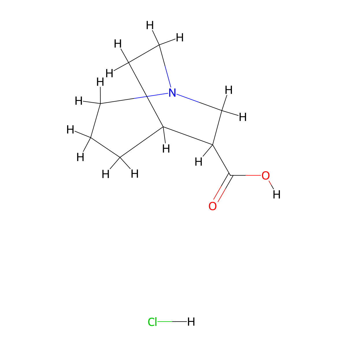 1-Azabicyclo(3.2.2)nonane-6-carboxylic acid hydrochloride molecular structure, CAS 2703779-52-4