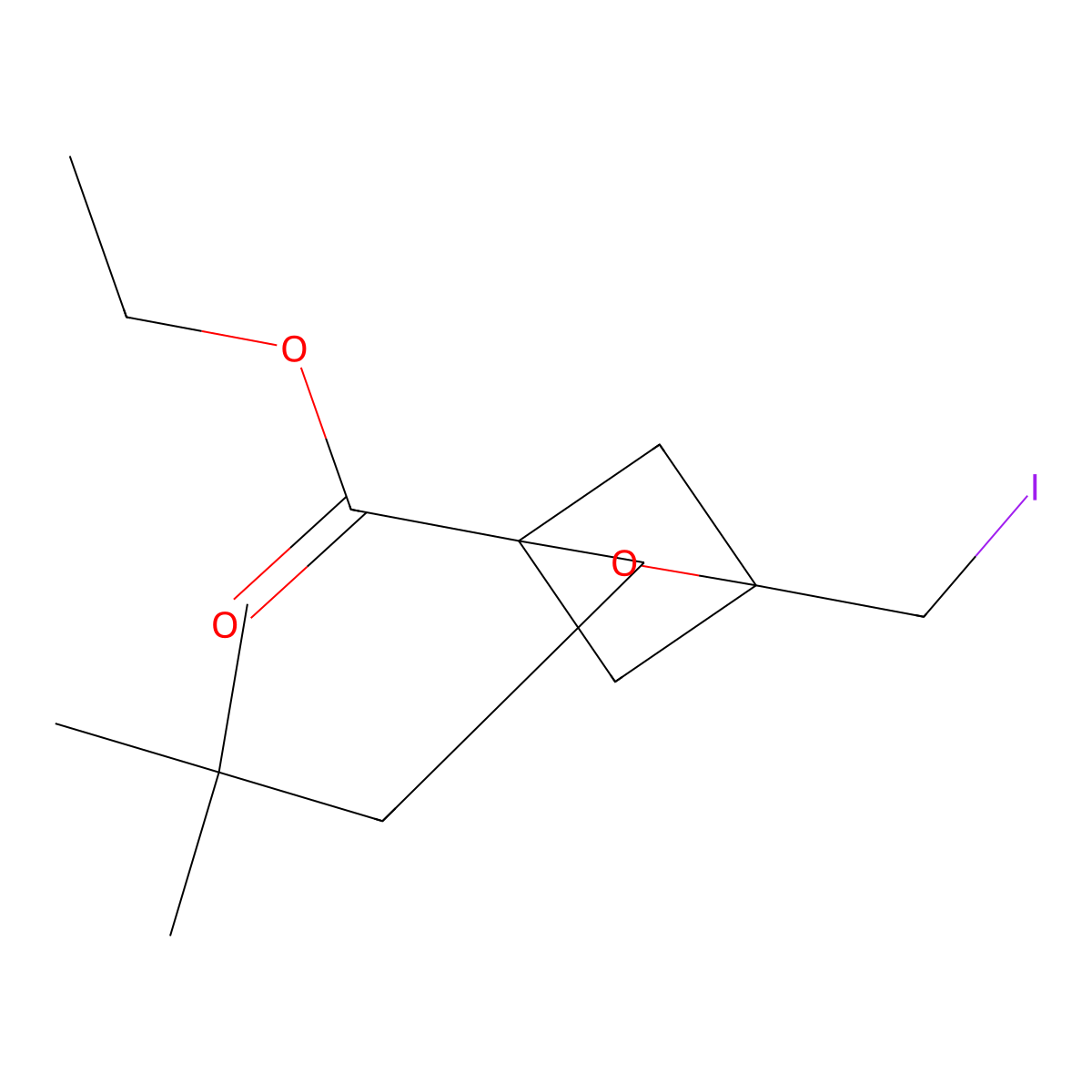 Ethyl 3-(2,2-dimethylpropyl)-1-(iodomethyl)-2-oxabicyclo[2.1.1]hexane-4-carboxylate molecular structure, CAS 2703779-57-9