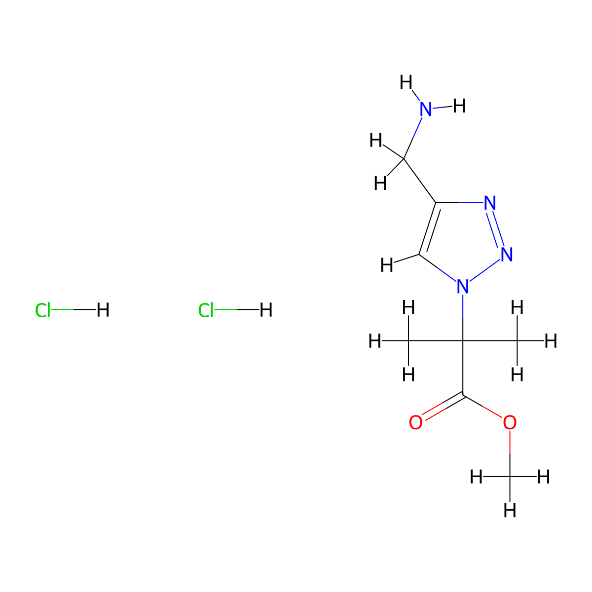 methyl 2-[4-(aminomethyl)-1H-1,2,3-triazol-1-yl]-2-methylpropanoate dihydrochloride molecular structure, CAS 2703779-59-1