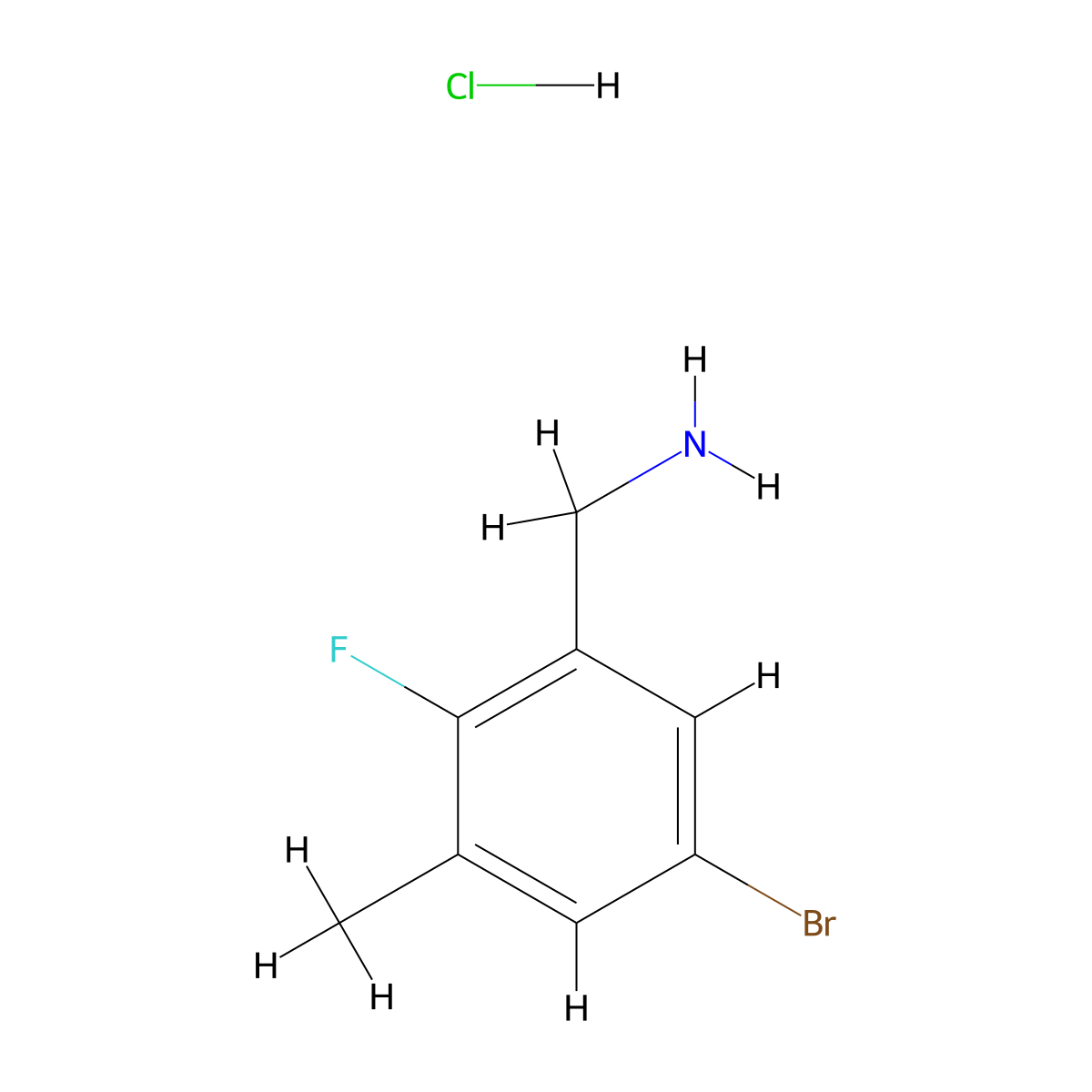 (5-Bromo-2-fluoro-3-methylphenyl)methanamine hydrochloride molecular structure, CAS 2703779-63-7
