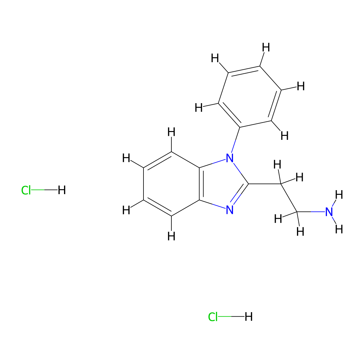 2-(1-phenyl-1H-1,3-benzodiazol-2-yl)ethan-1-amine dihydrochloride molecular structure, CAS 2703779-64-8