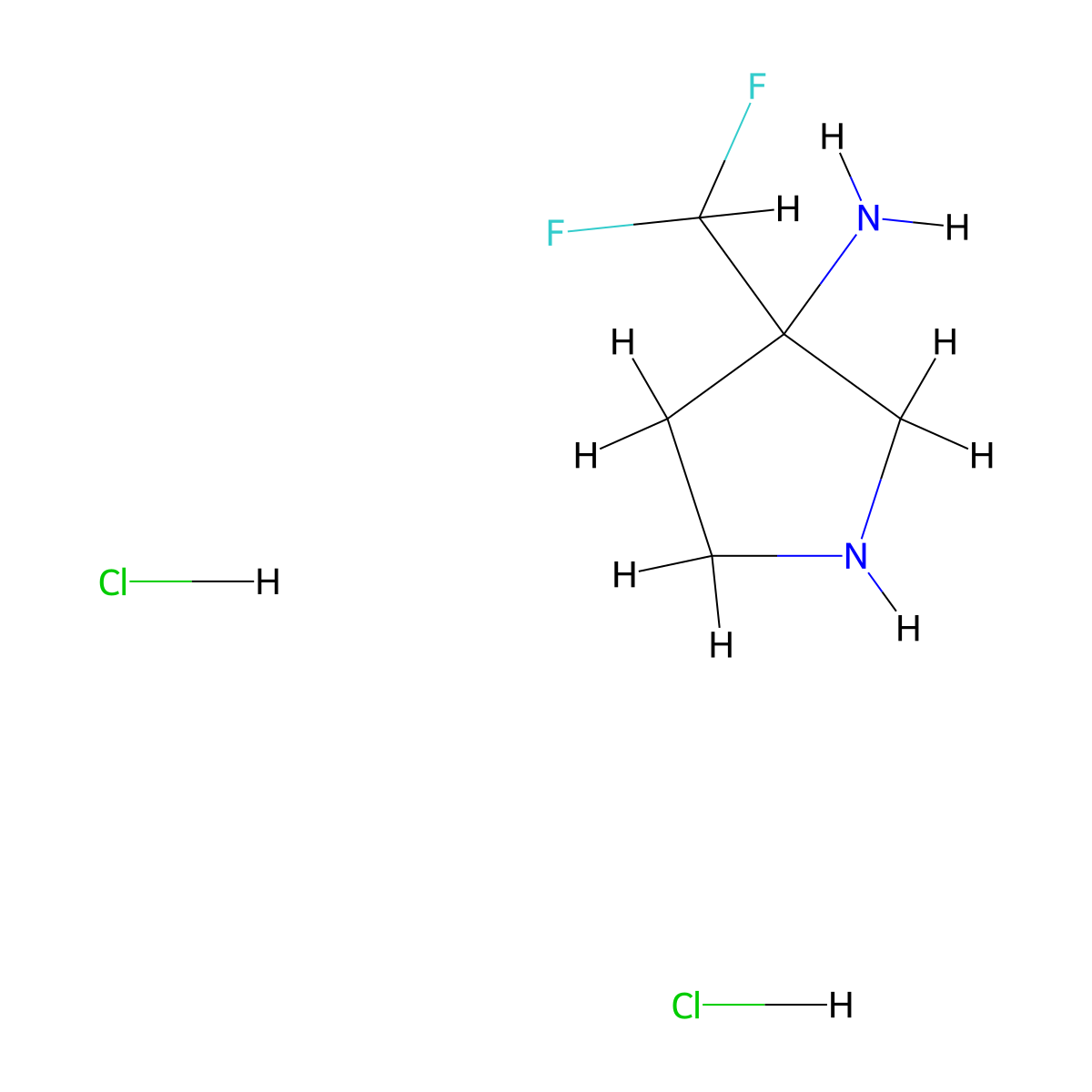 3-(Difluoromethyl)pyrrolidin-3-amine dihydrochloride molecular structure, CAS 2703779-67-1