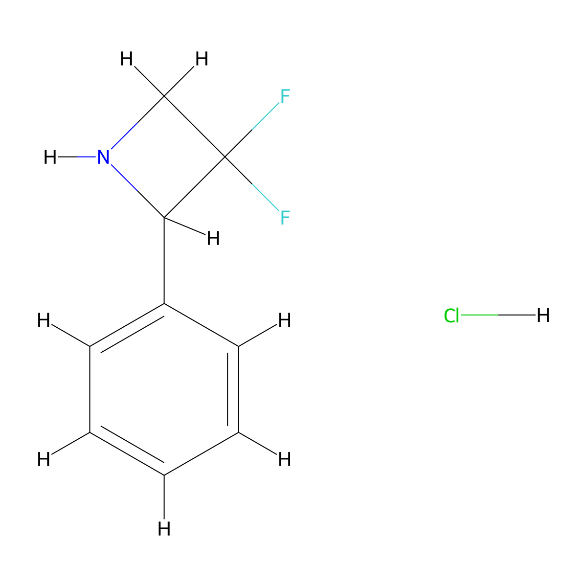 3,3-Difluoro-2-phenylazetidine hydrochloride molecular structure, CAS 2703779-68-2