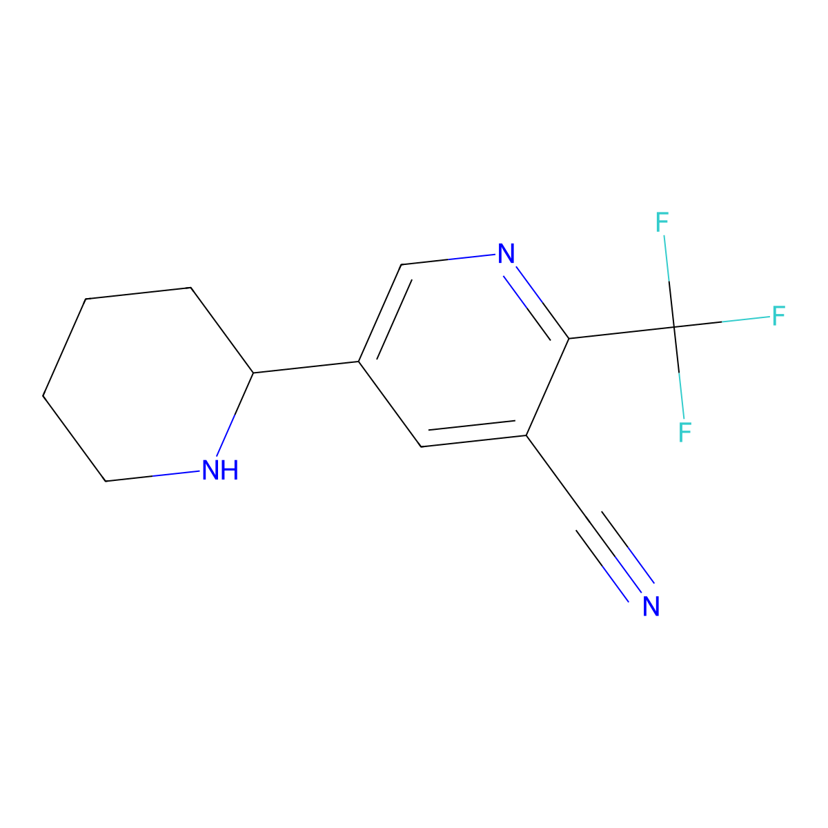 5-(Piperidin-2-yl)-2-(trifluoromethyl)pyridine-3-carbonitrile molecular structure, CAS 2703779-73-9