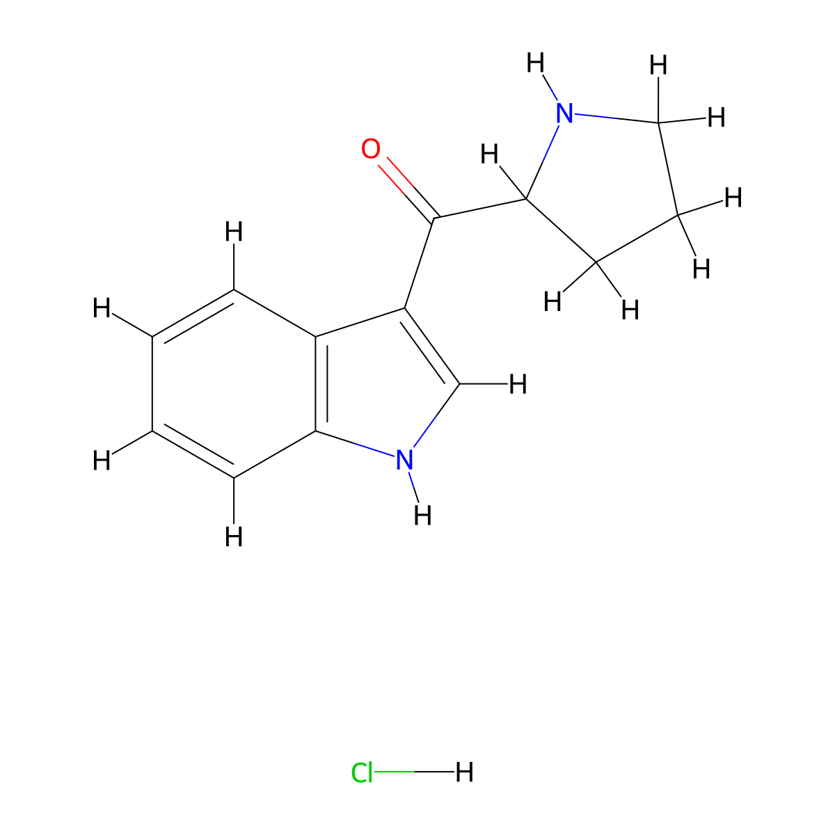 3-(pyrrolidine-2-carbonyl)-1H-indole hydrochloride molecular structure, CAS 2703779-75-1