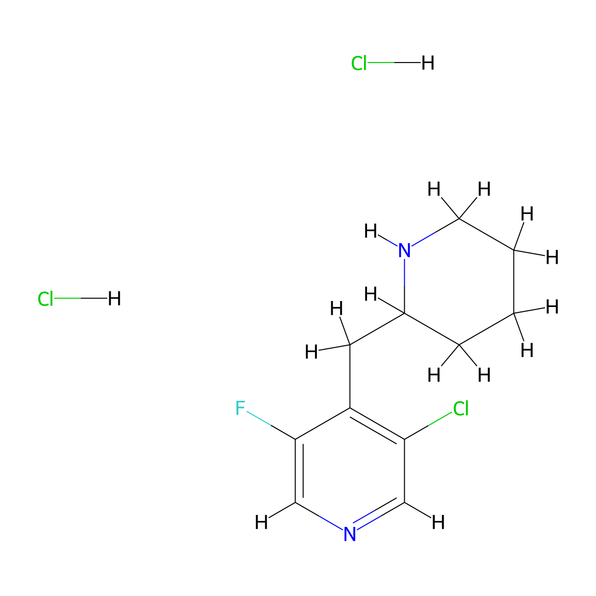 3-Chloro-5-fluoro-4-[(piperidin-2-yl)methyl]pyridine dihydrochloride molecular structure, CAS 2703779-78-4