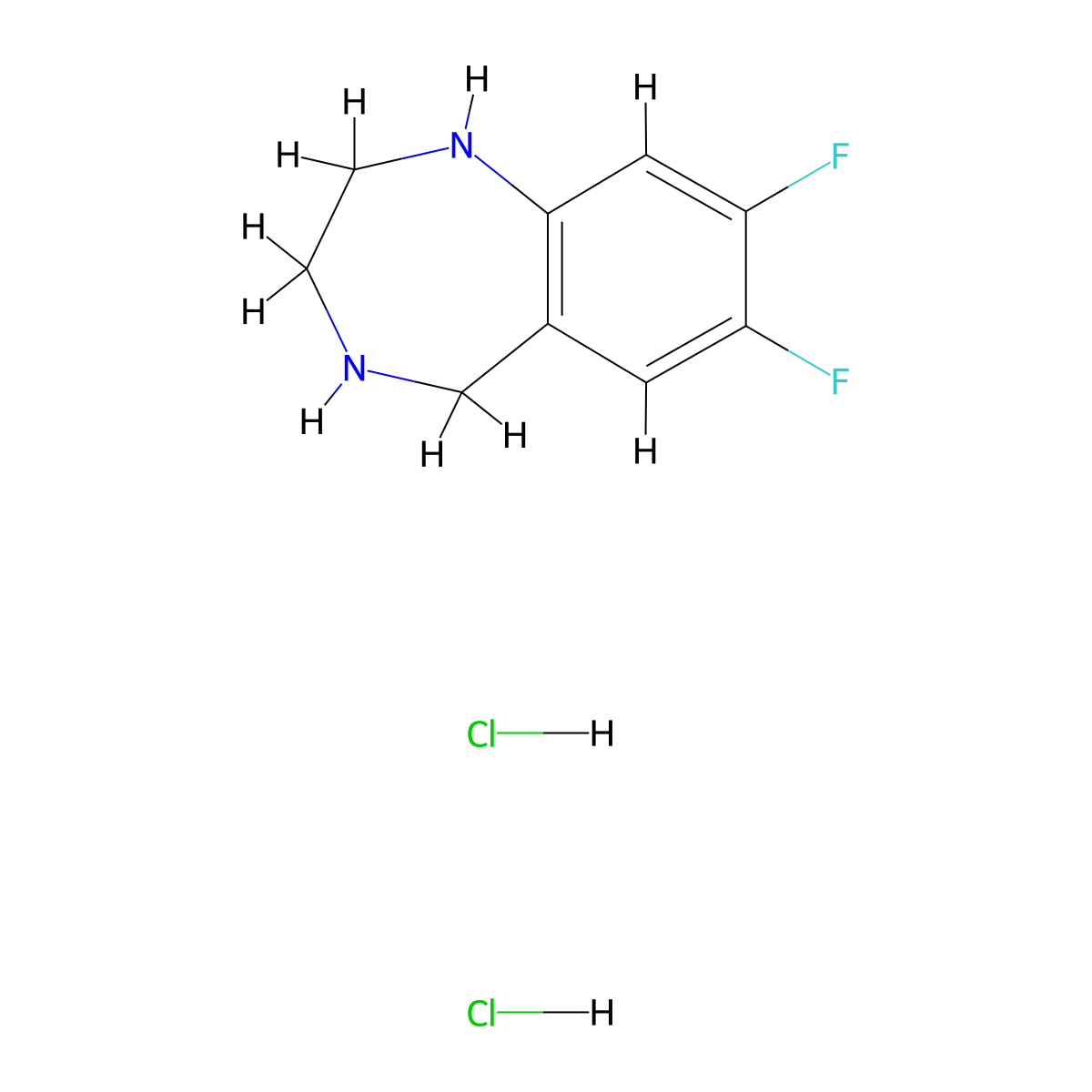 7,8-difluoro-2,3,4,5-tetrahydro-1H-1,4-benzodiazepine dihydrochloride molecular structure, CAS 2703779-85-3