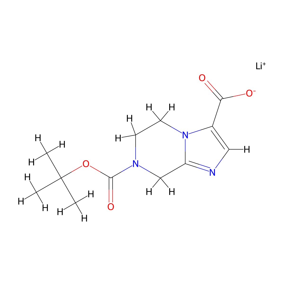 lithium(1+) 7-[(tert-butoxy)carbonyl]-5H,6H,7H,8H-imidazo[1,2-a]pyrazine-3-carboxylate molecular structure, CAS 2703779-88-6
