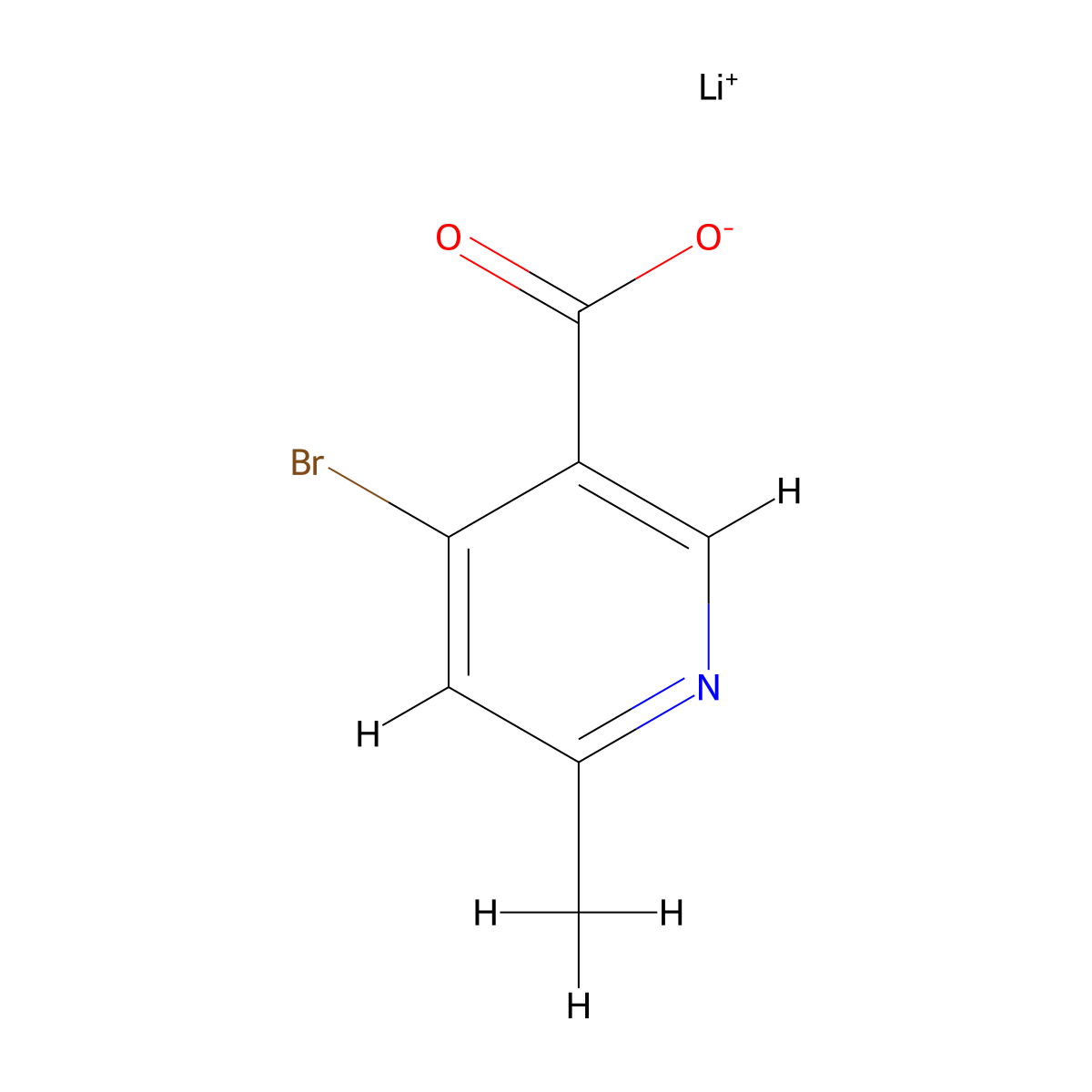 Lithium(1+) 4-bromo-6-methylpyridine-3-carboxylate molecular structure, CAS 2703779-96-6