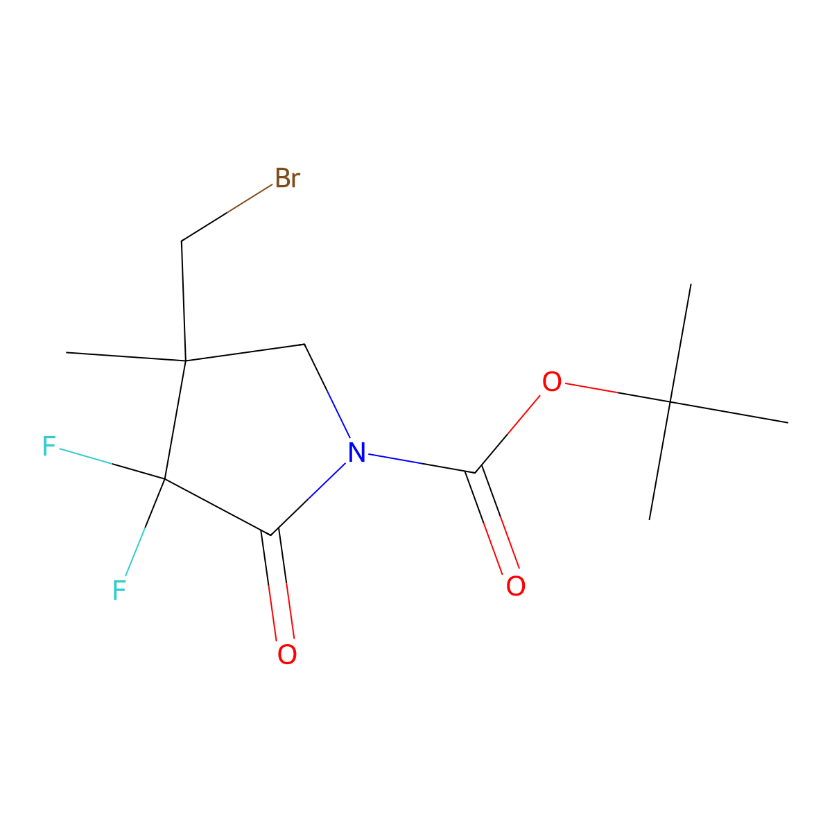 Tert-butyl 4-(bromomethyl)-3,3-difluoro-4-methyl-2-oxopyrrolidine-1-carboxylate molecular structure, CAS 2703780-06-5