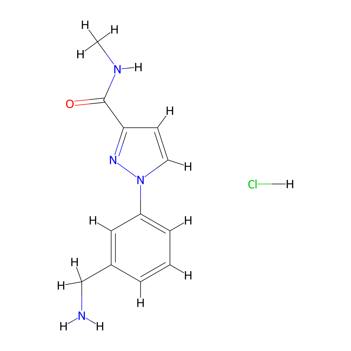 1-[3-(aminomethyl)phenyl]-N-methyl-1H-pyrazole-3-carboxamide hydrochloride molecular structure, CAS 2703780-09-8