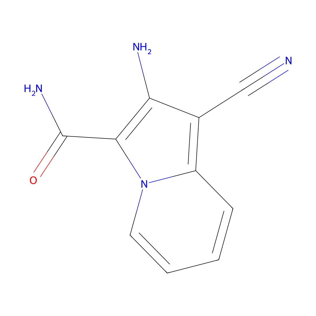 2-Amino-1-cyanoindolizine-3-carboxamide molecular structure, CAS 2703780-11-2