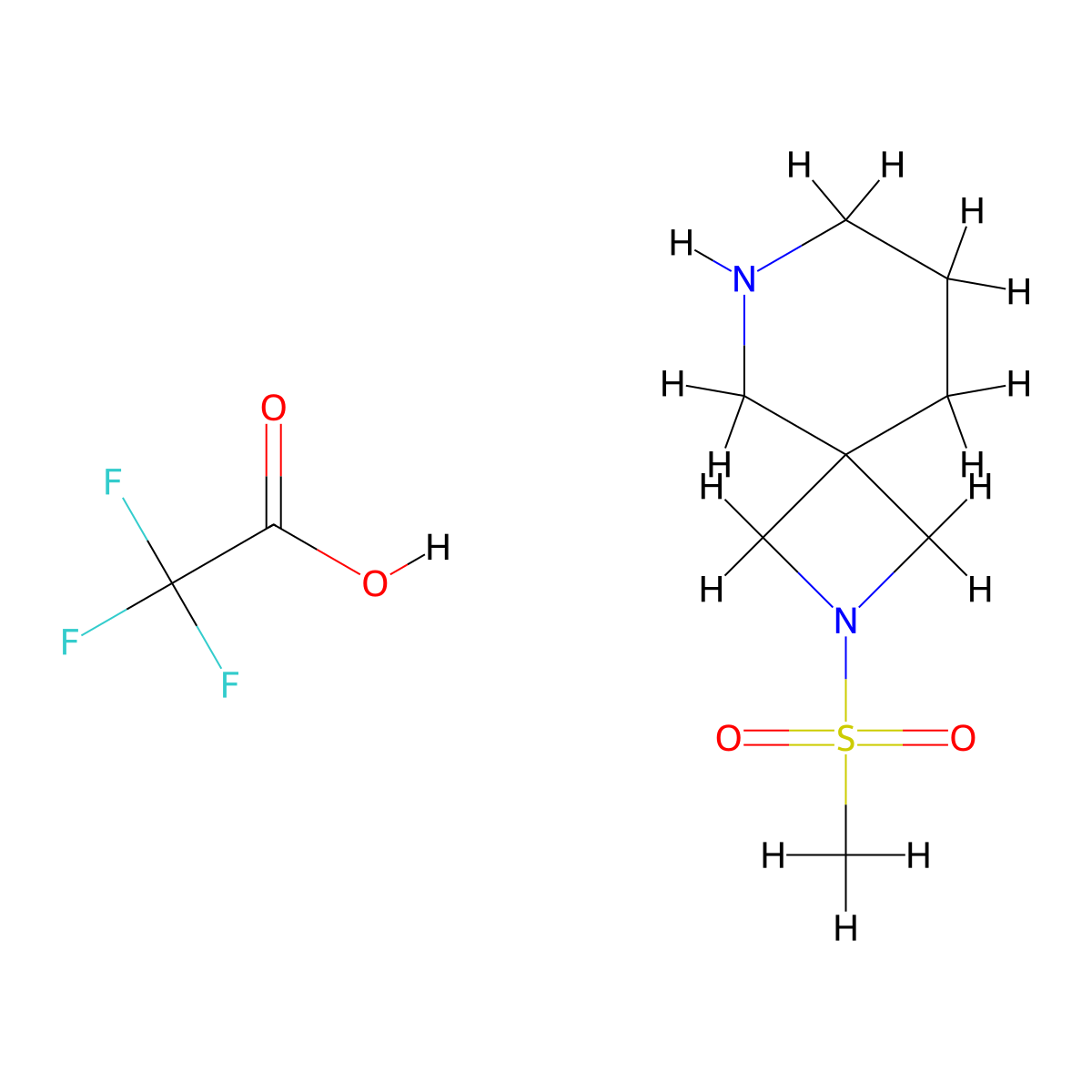 2-Methanesulfonyl-2,6-diazaspiro[3.5]nonane, trifluoroacetic acid molecular structure, CAS 2703780-19-0
