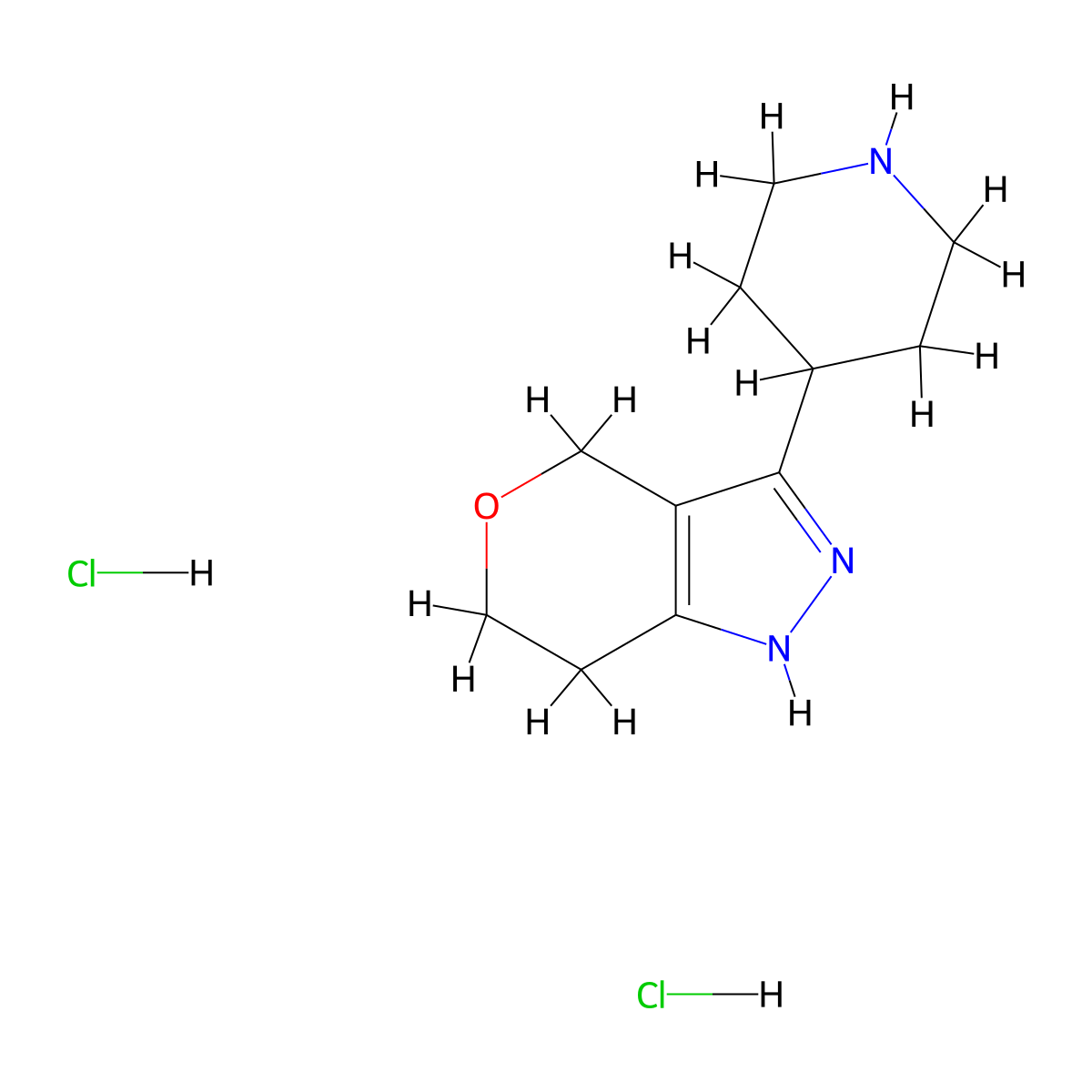4-{2H,4H,6H,7H-pyrano[4,3-c]pyrazol-3-yl}piperidine dihydrochloride molecular structure, CAS 2703780-20-3