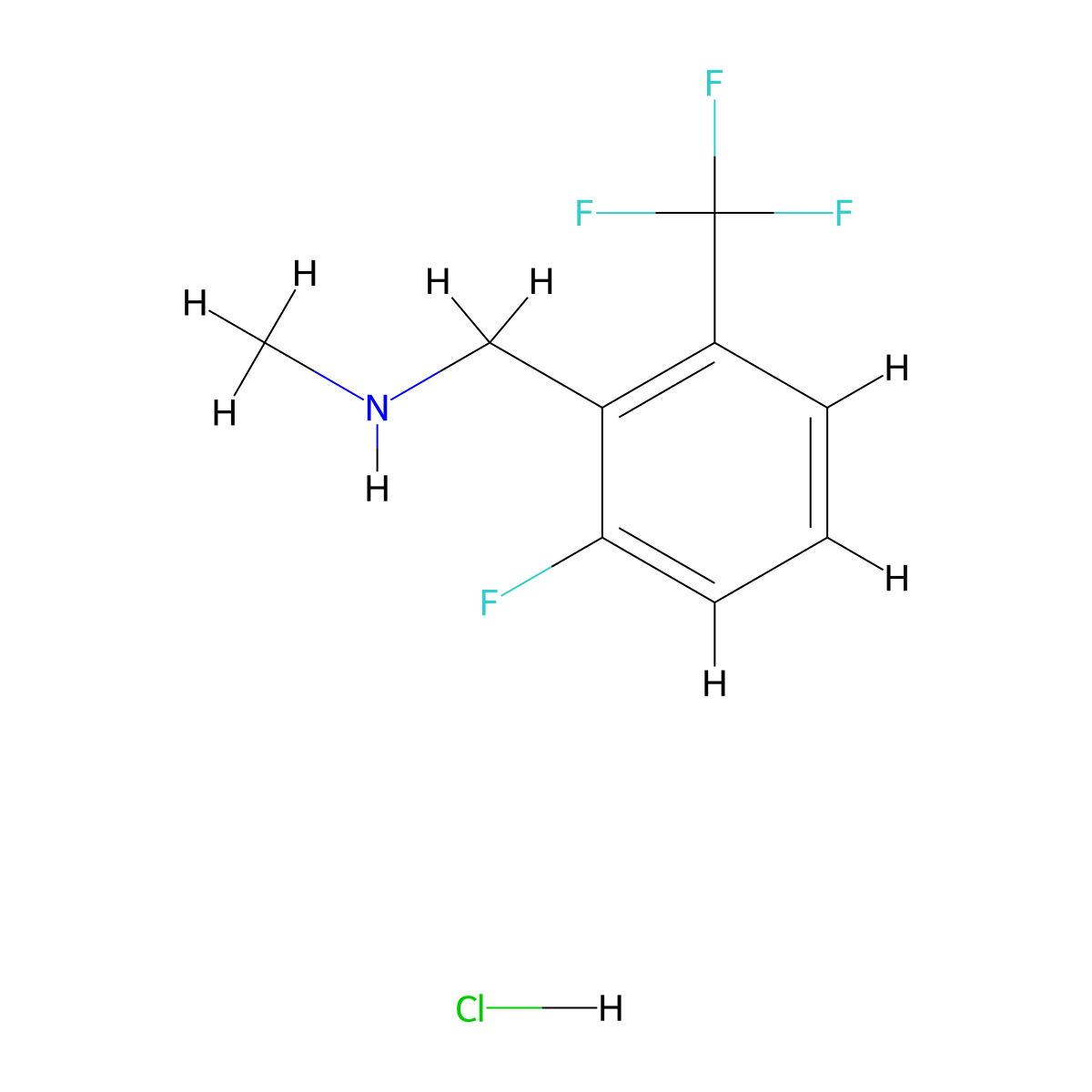 {[2-Fluoro-6-(trifluoromethyl)phenyl]methyl}(methyl)amine hydrochloride molecular structure, CAS 2703780-37-2