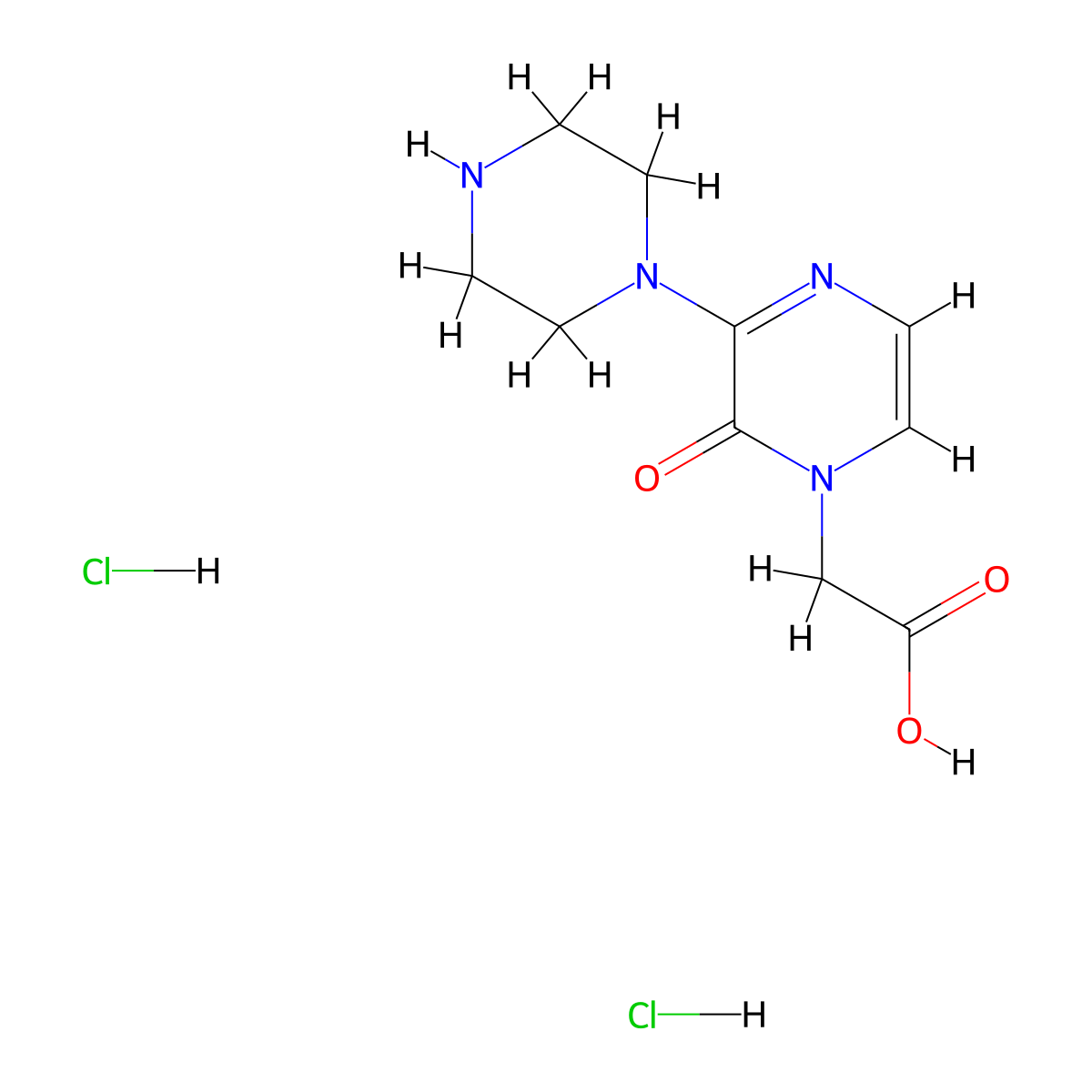 2-(2-Oxo-3-(piperazin-1-yl)-1,2-dihydropyrazin-1-yl)acetic acid dihydrochloride molecular structure, CAS 2703780-41-8