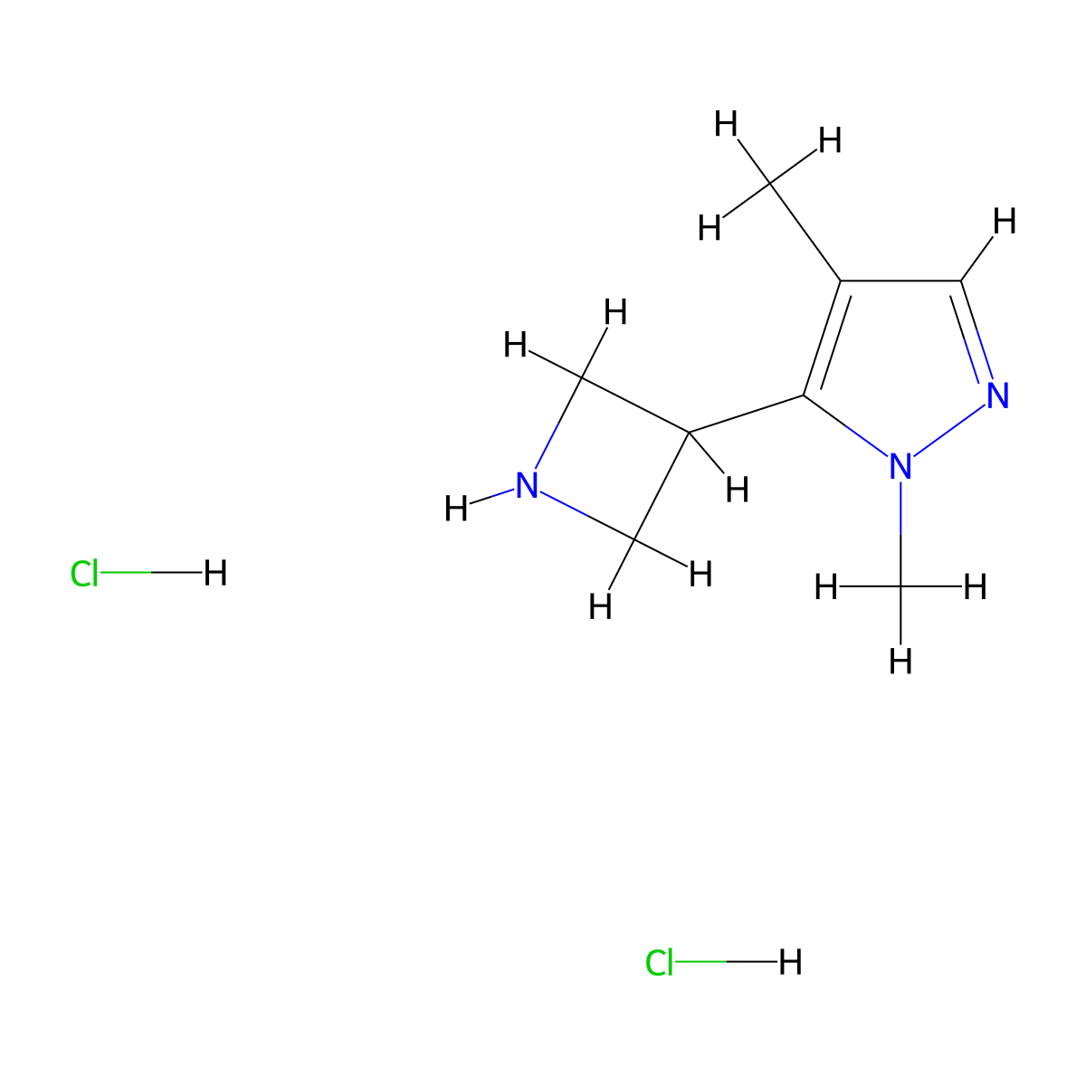 5-(azetidin-3-yl)-1,4-dimethyl-1H-pyrazole dihydrochloride molecular structure, CAS 2703780-42-9