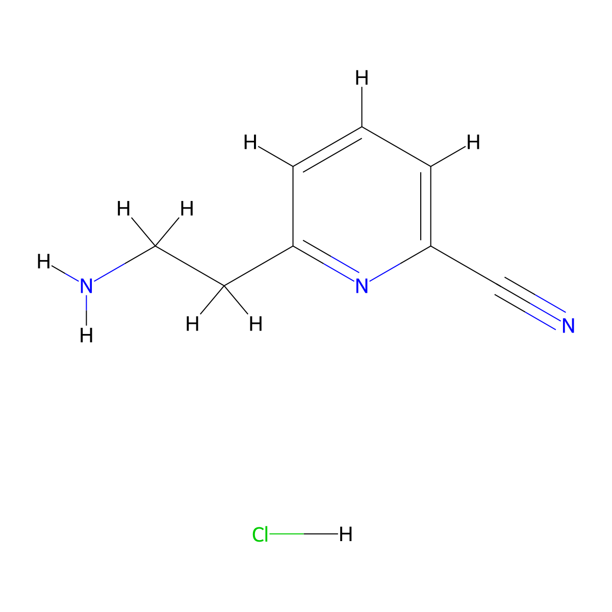 6-(2-Aminoethyl)pyridine-2-carbonitrile hydrochloride molecular structure, CAS 2703780-47-4