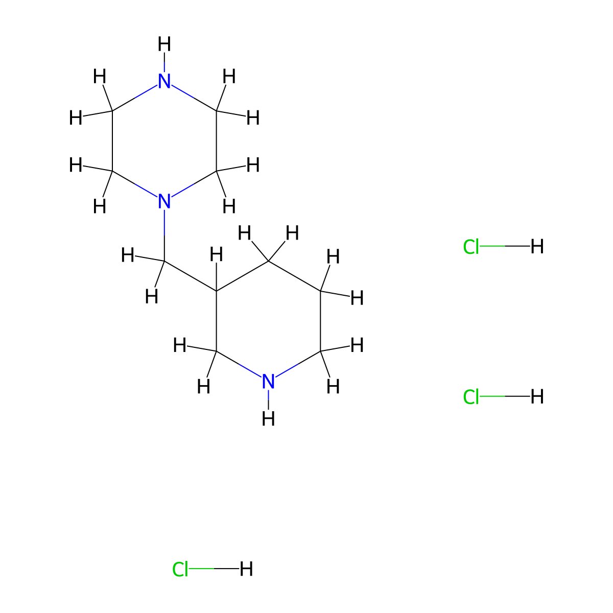 1-[(Piperidin-3-yl)methyl]piperazine trihydrochloride molecular structure, CAS 2703780-51-0
