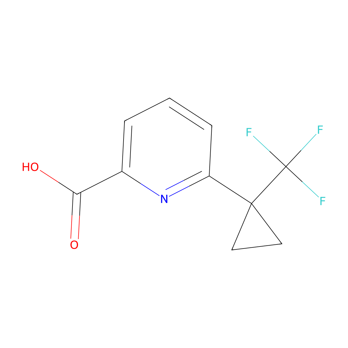 6-[1-(Trifluoromethyl)cyclopropyl]pyridine-2-carboxylic acid molecular structure, CAS 2703780-53-2