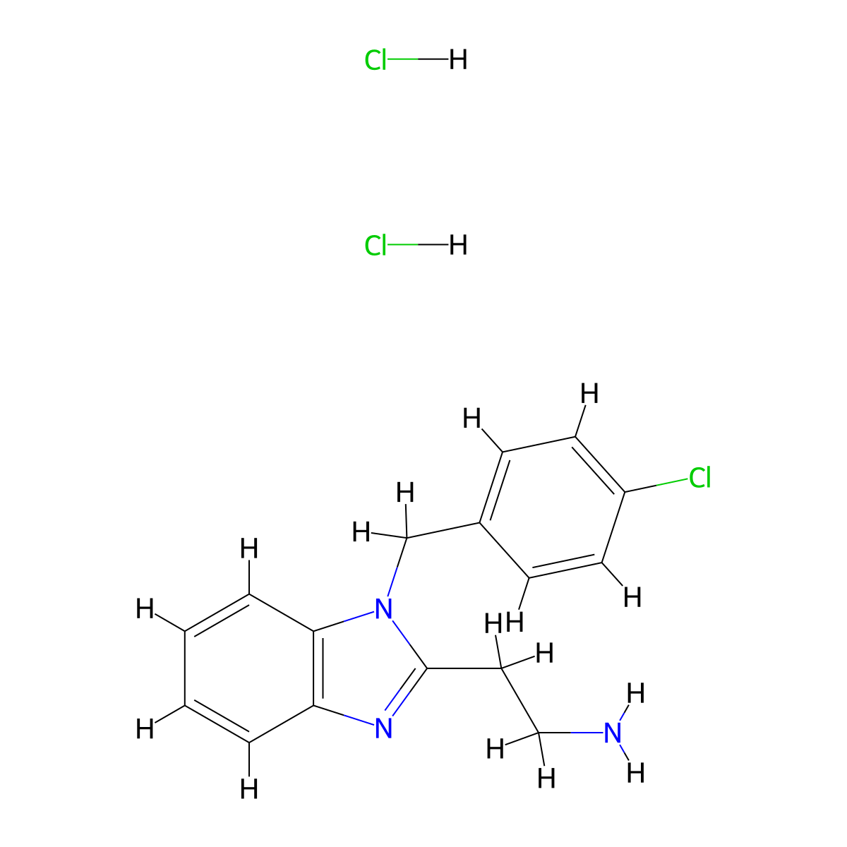 2-{1-[(4-chlorophenyl)methyl]-1H-1,3-benzodiazol-2-yl}ethan-1-amine dihydrochloride molecular structure, CAS 2703780-70-3